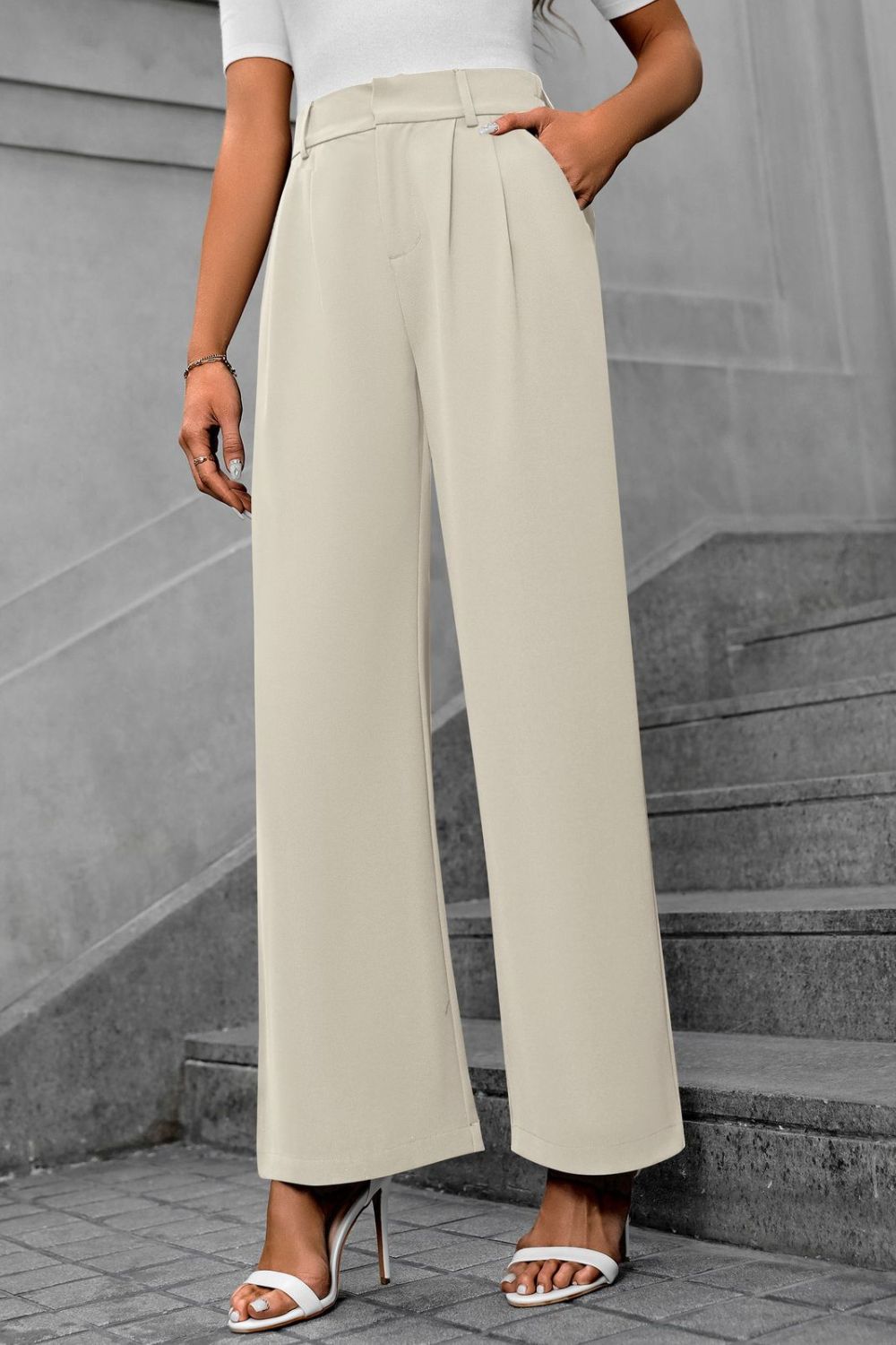 Pocketed High Waist Pants