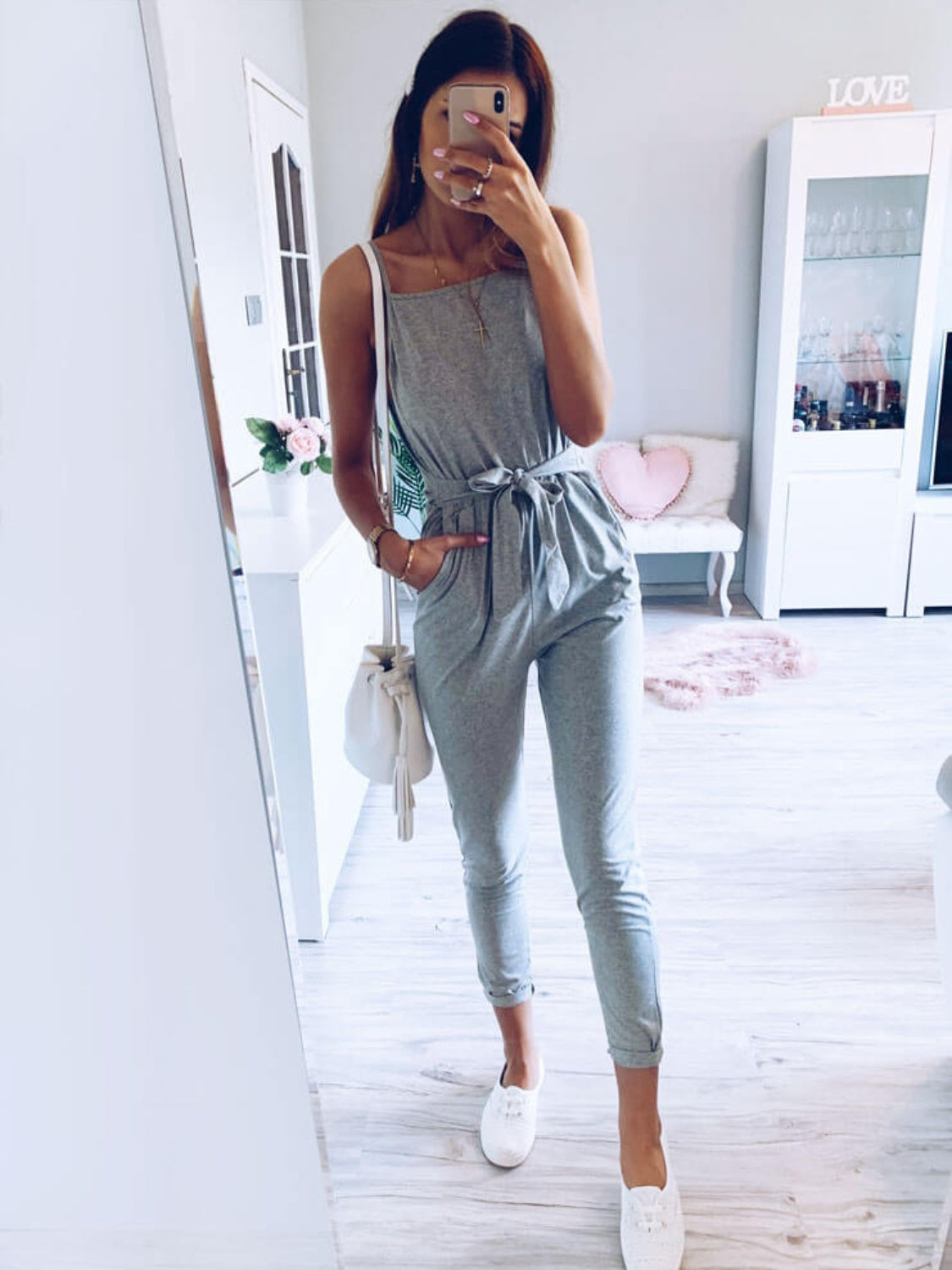 Tied Spaghetti Strap Square Neck Jumpsuit