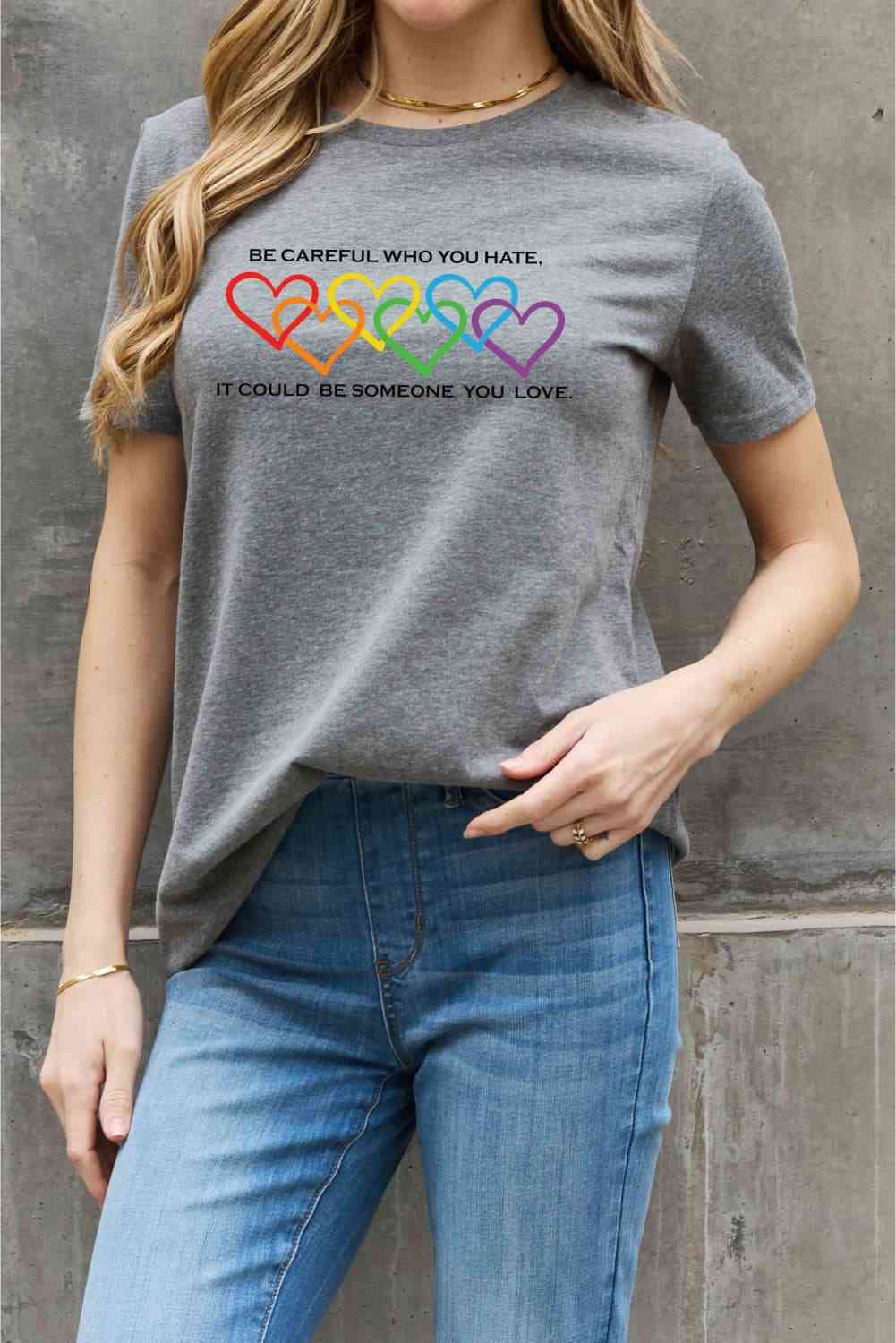 Simply Love Full Size Heart Slogan Graphic Cotton Tee