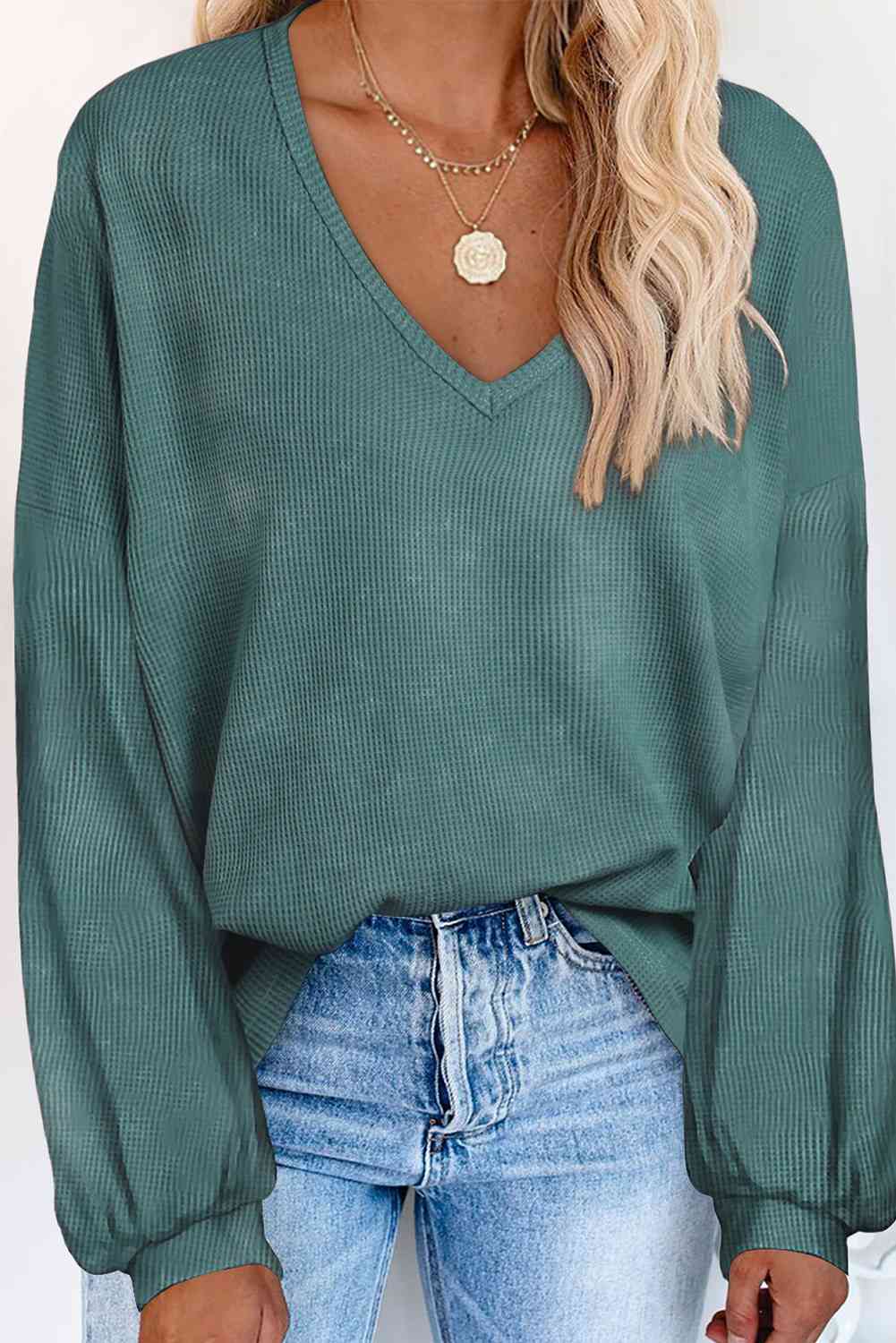 V-Neck Long Sleeve Top