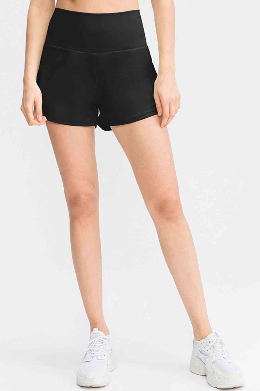 Wide Waistband Sports Shorts with Pockets