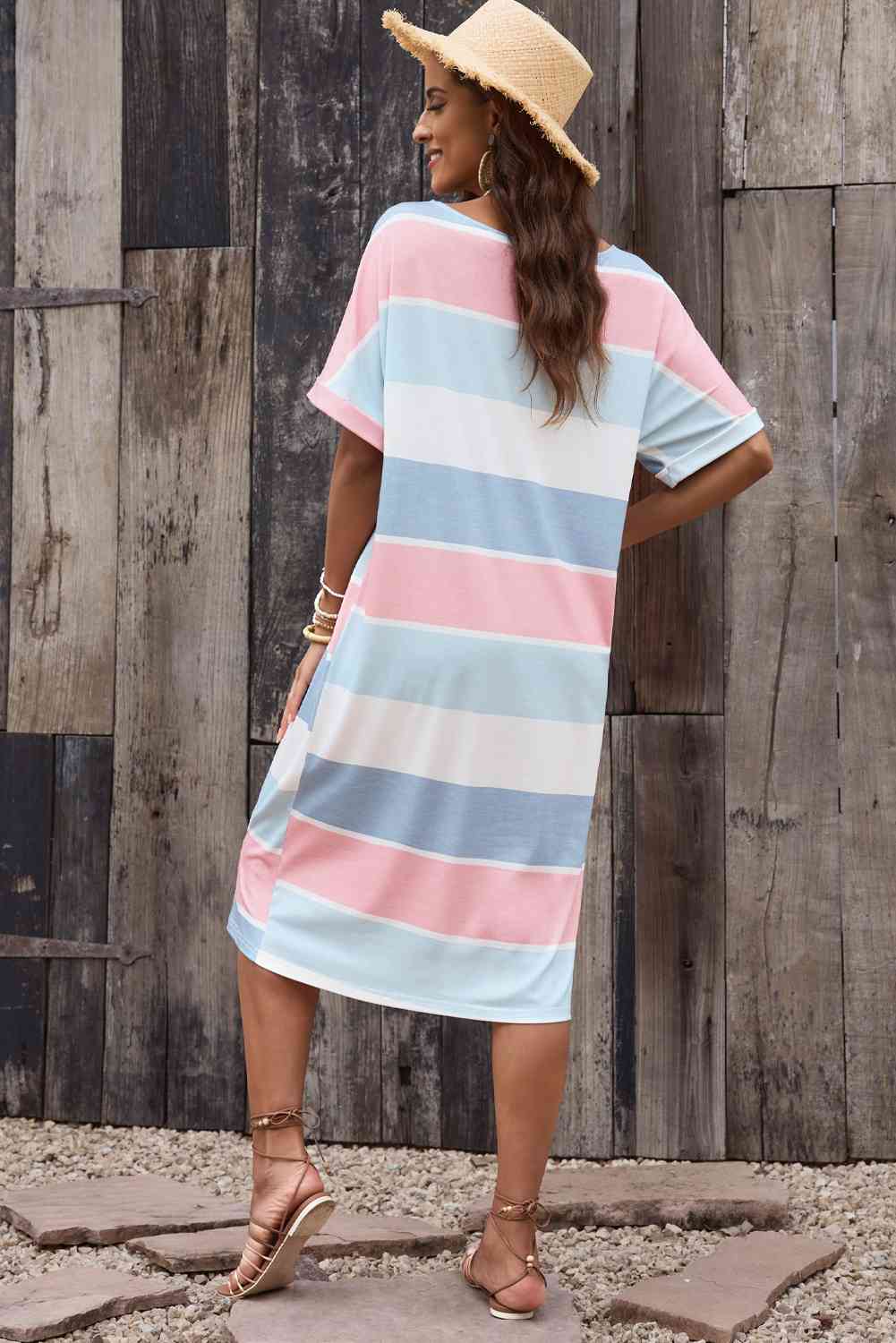 Striped Round Neck Tee Dress