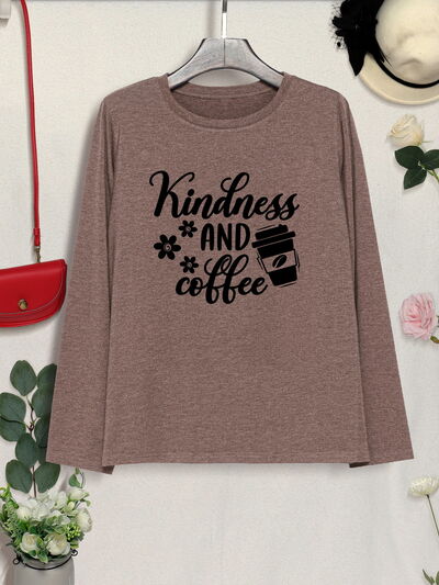 KINDNESS AND COFFEE Round Neck T-Shirt