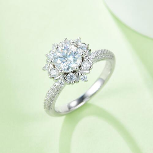 1 Carat Moissanite 925 Sterling Silver Flower Shape Ring