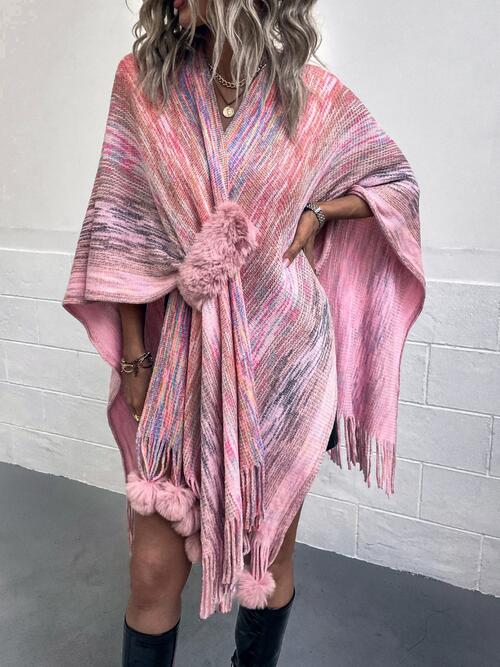 Heathered Fringe Hem Poncho