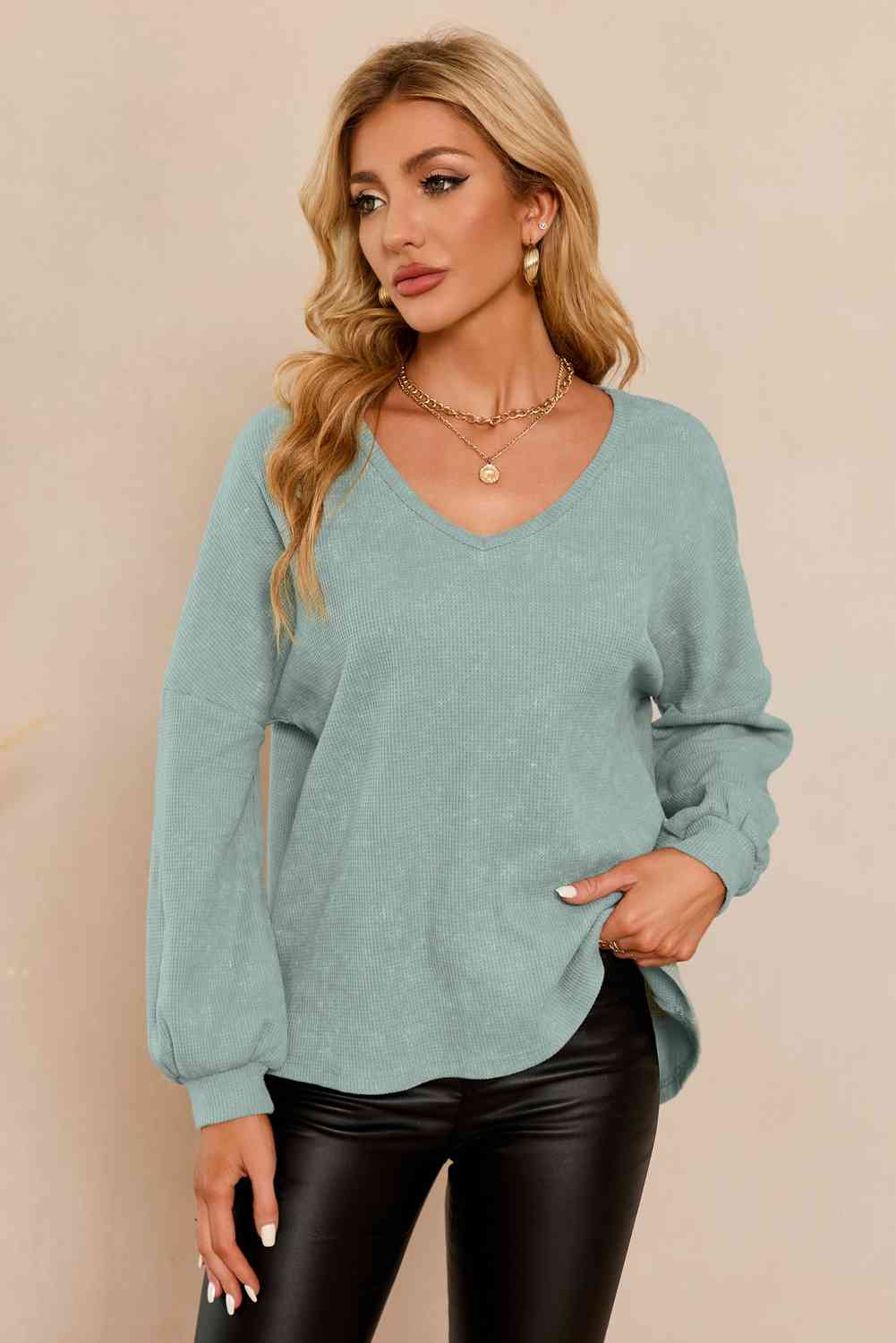 V-Neck Long Sleeve Top