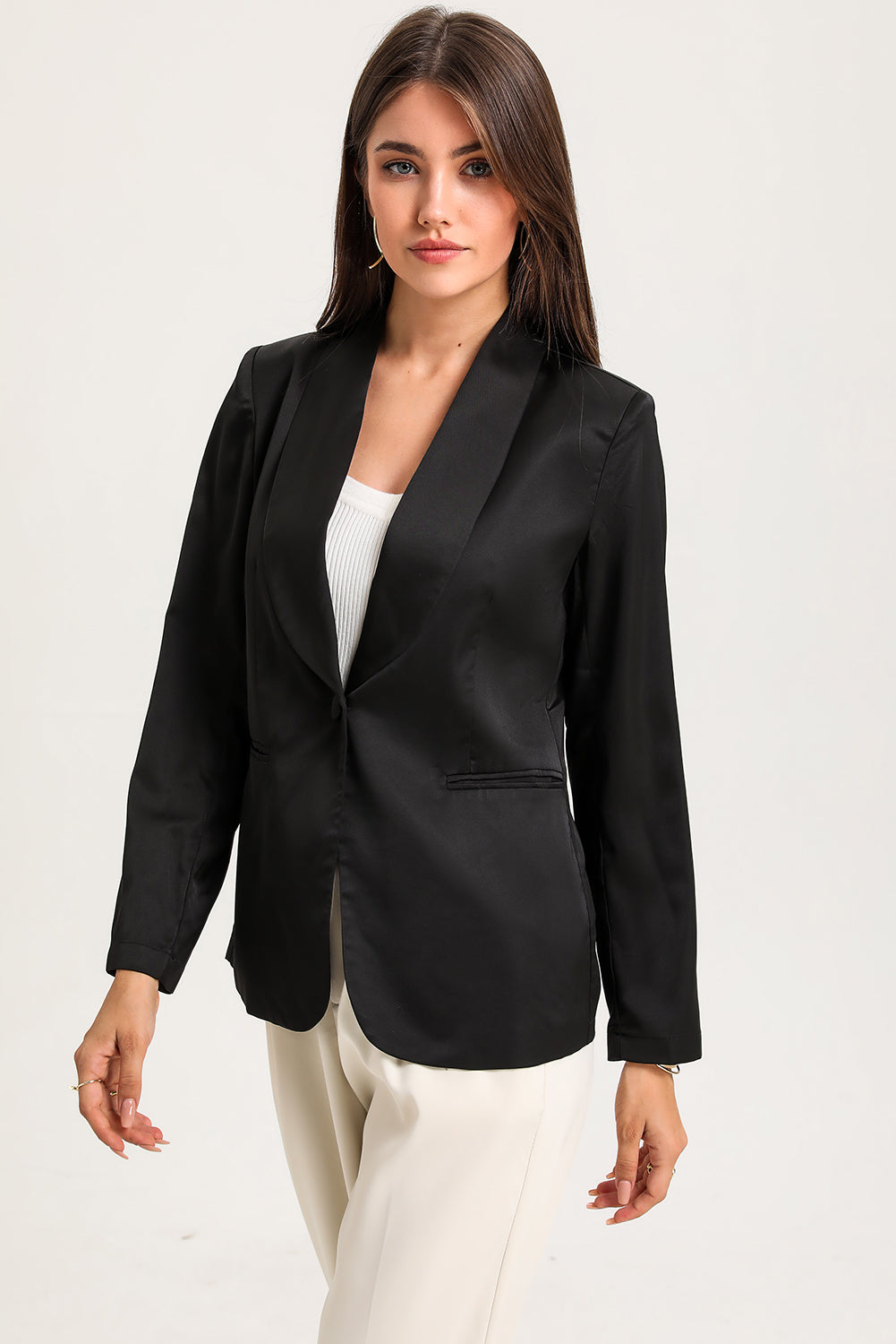 Long Sleeve Shawl Collar Blazer