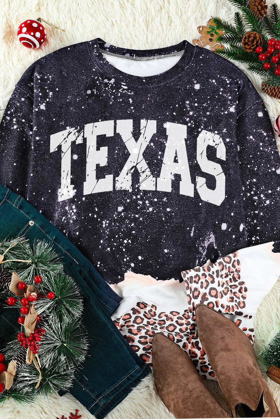 TEXAS Graphic Leopard Sweatshirt