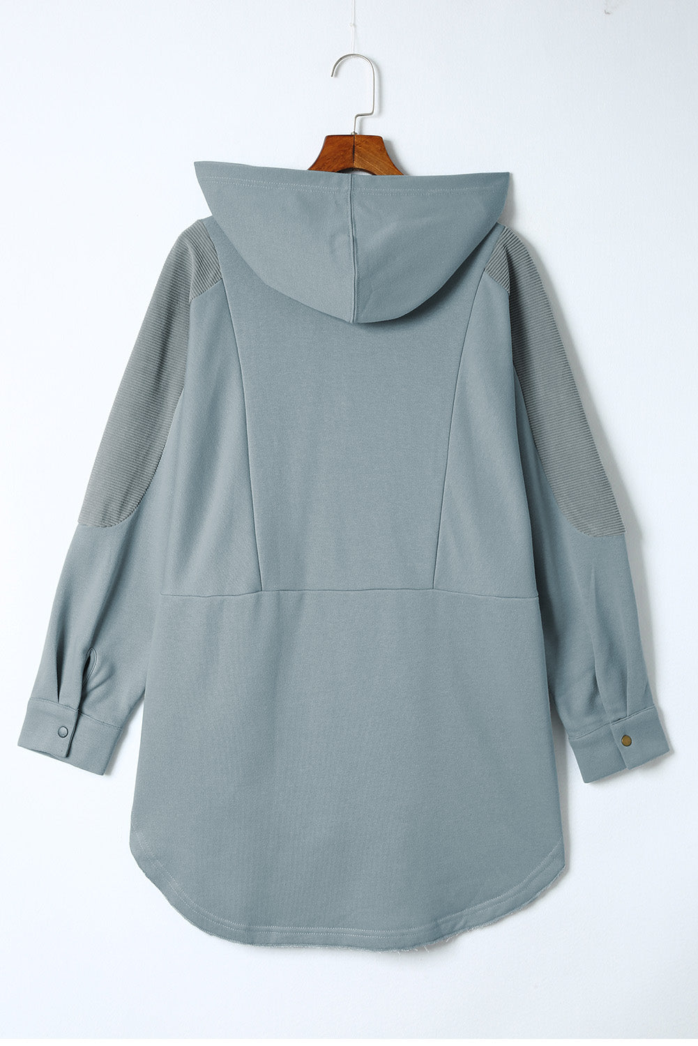 Long Sleeve Buttoned Hoodie with Pockets