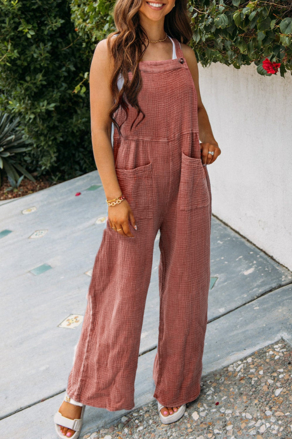 Full Size Wide Leg Front Pocket Jumpsuit