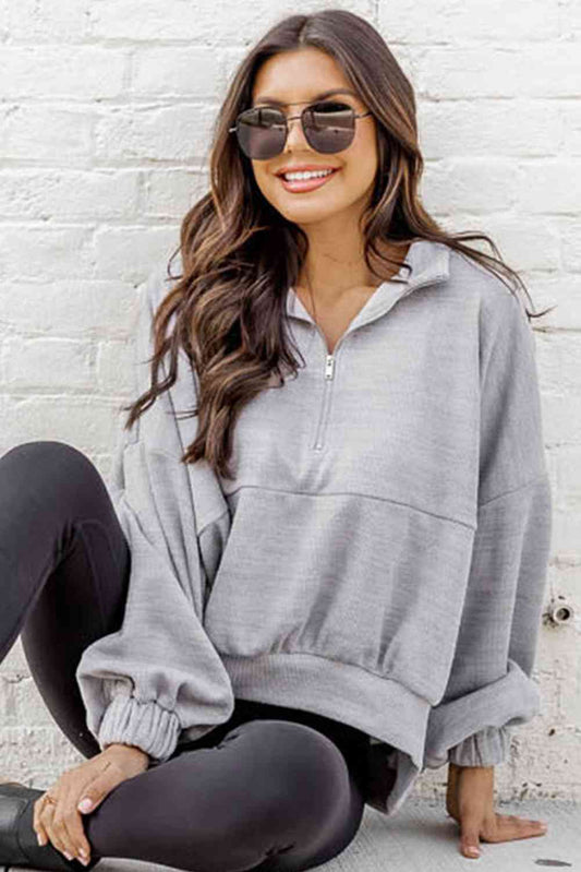 Half-Zip Collared Sweatshirt