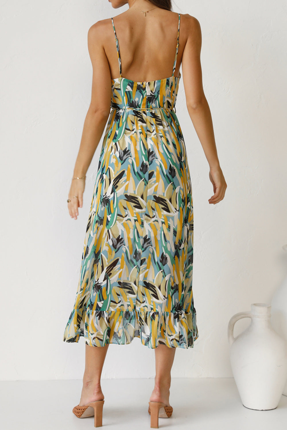 Tied Printed Sleeveless Cami Dress