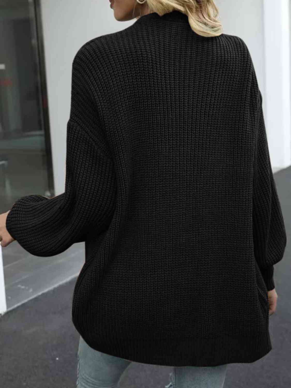 Drop Shoulder Balloon Sleeve Cardigan