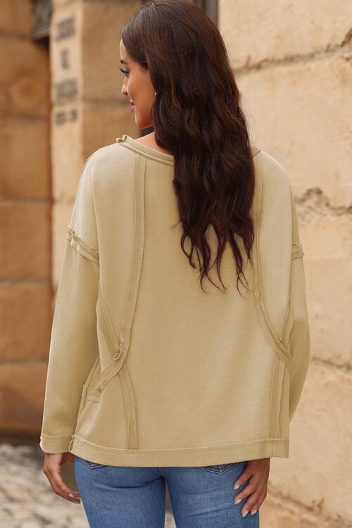 Round Neck Exposed Seam Sweatshirt