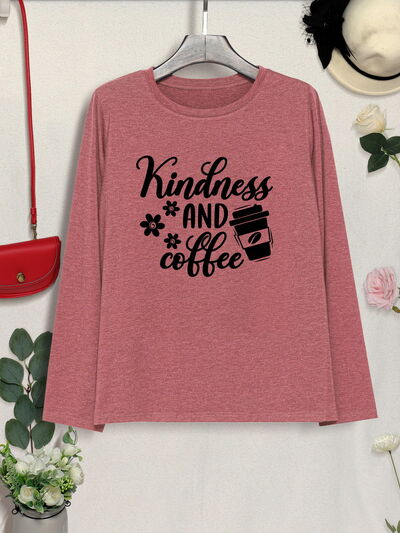 KINDNESS AND COFFEE Round Neck T-Shirt