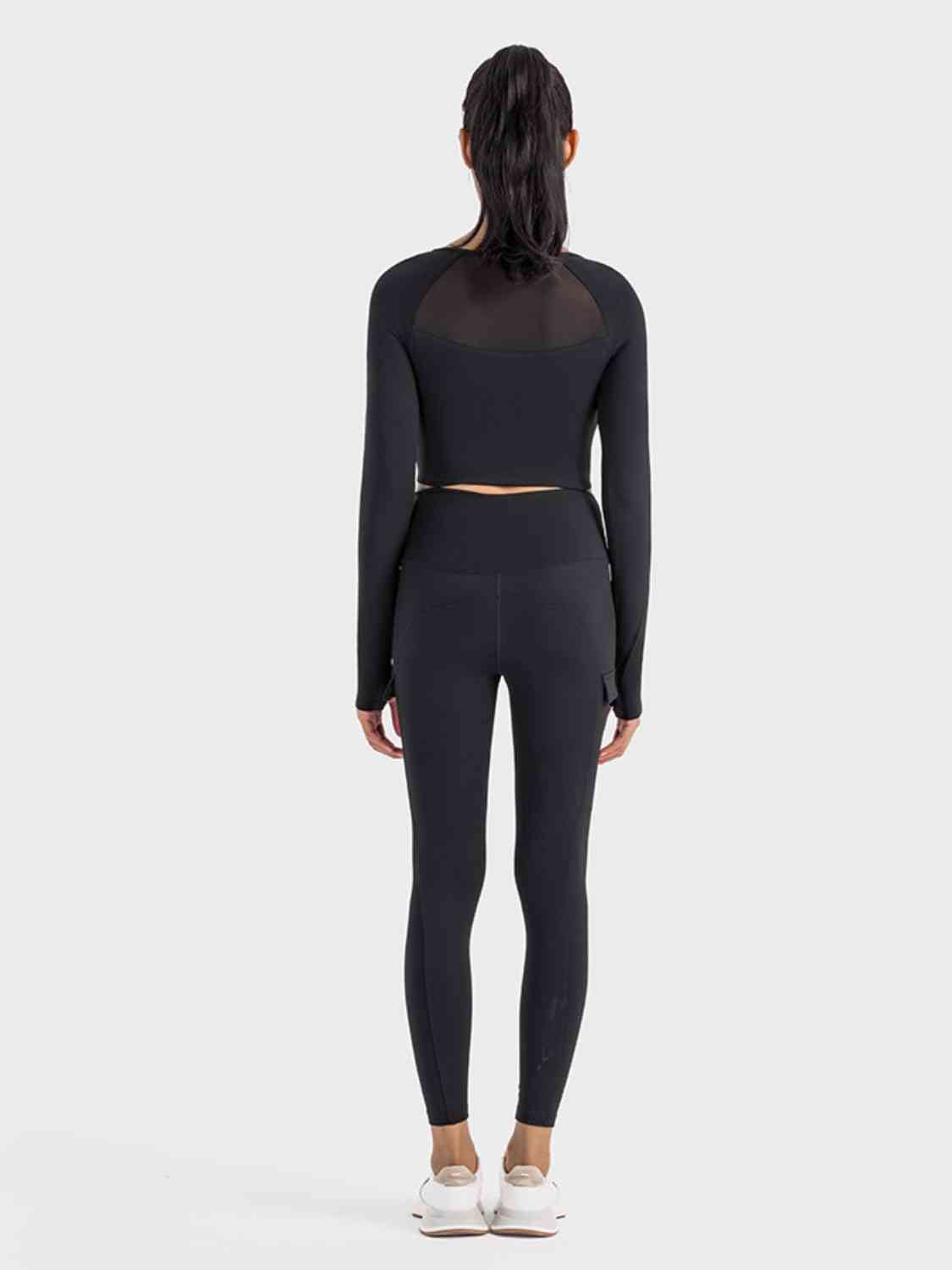 Square Neck Long Sleeve Cropped Sports Top