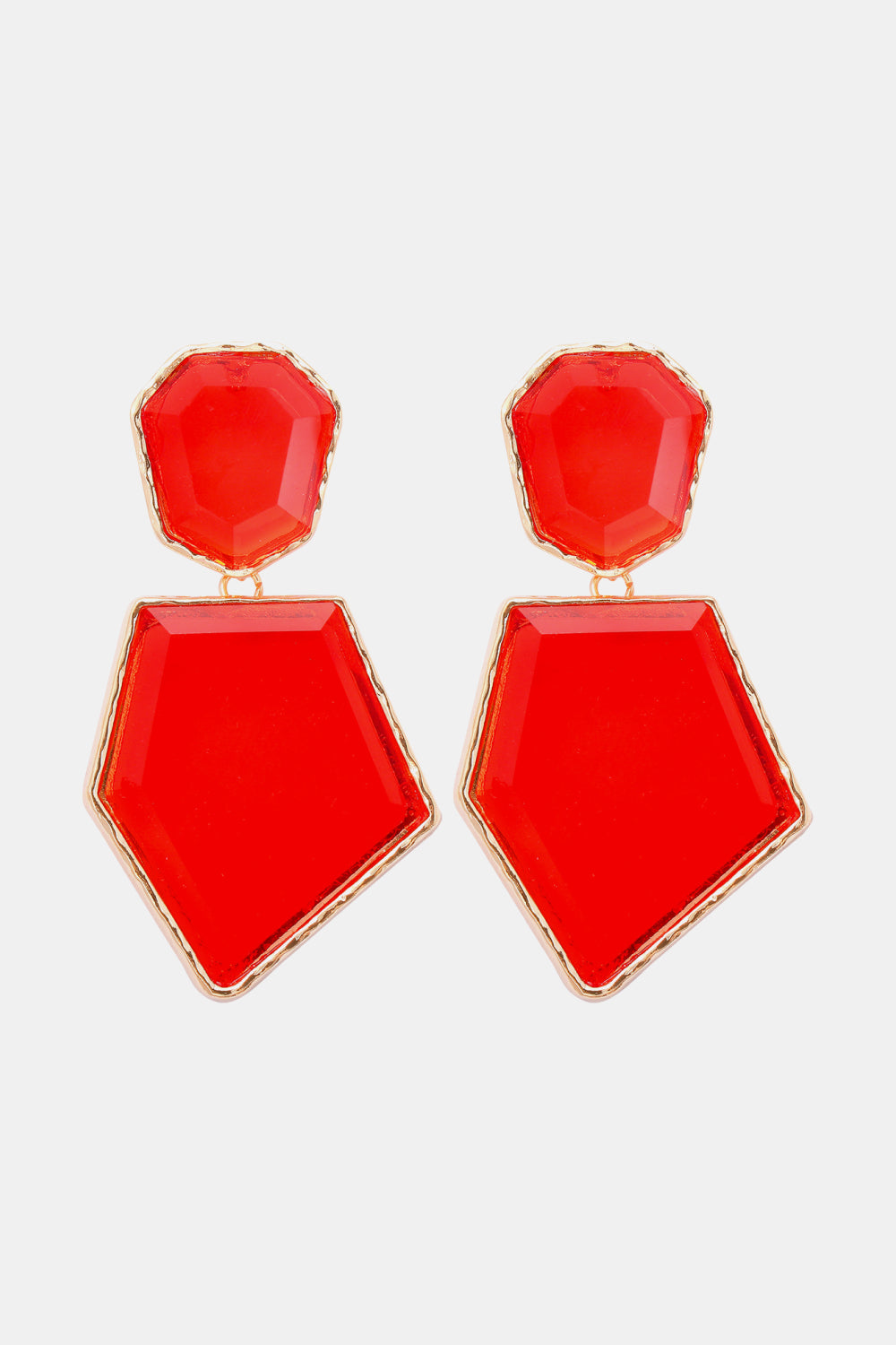 Geometrical Shape Zinc Alloy Frame Resin Dangle Earrings