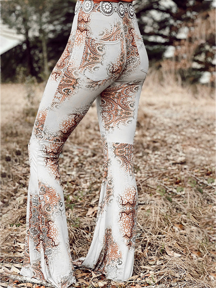 Printed Bodyline Flare Pants