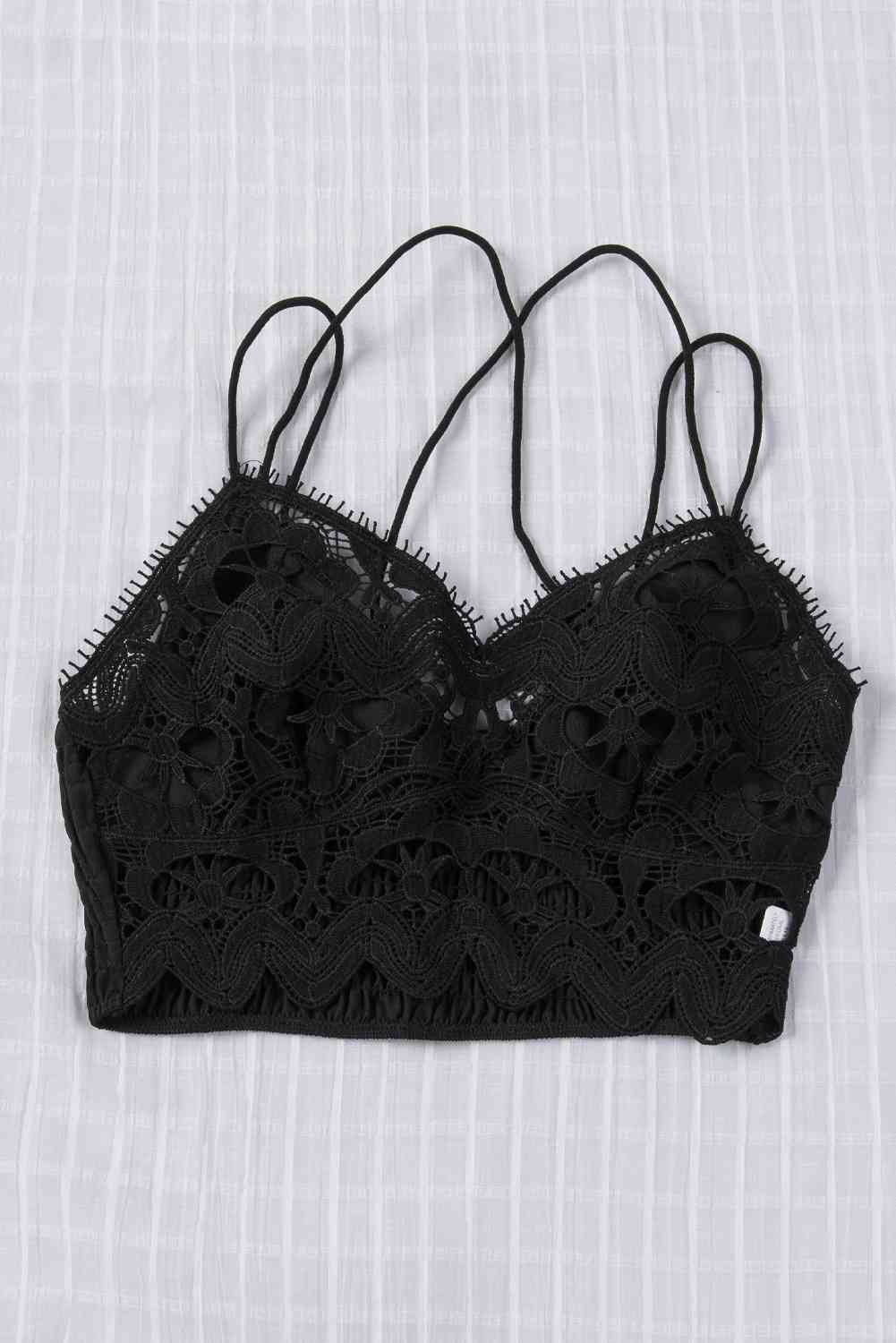 Smocked Eyelash Trim Lace Bralette