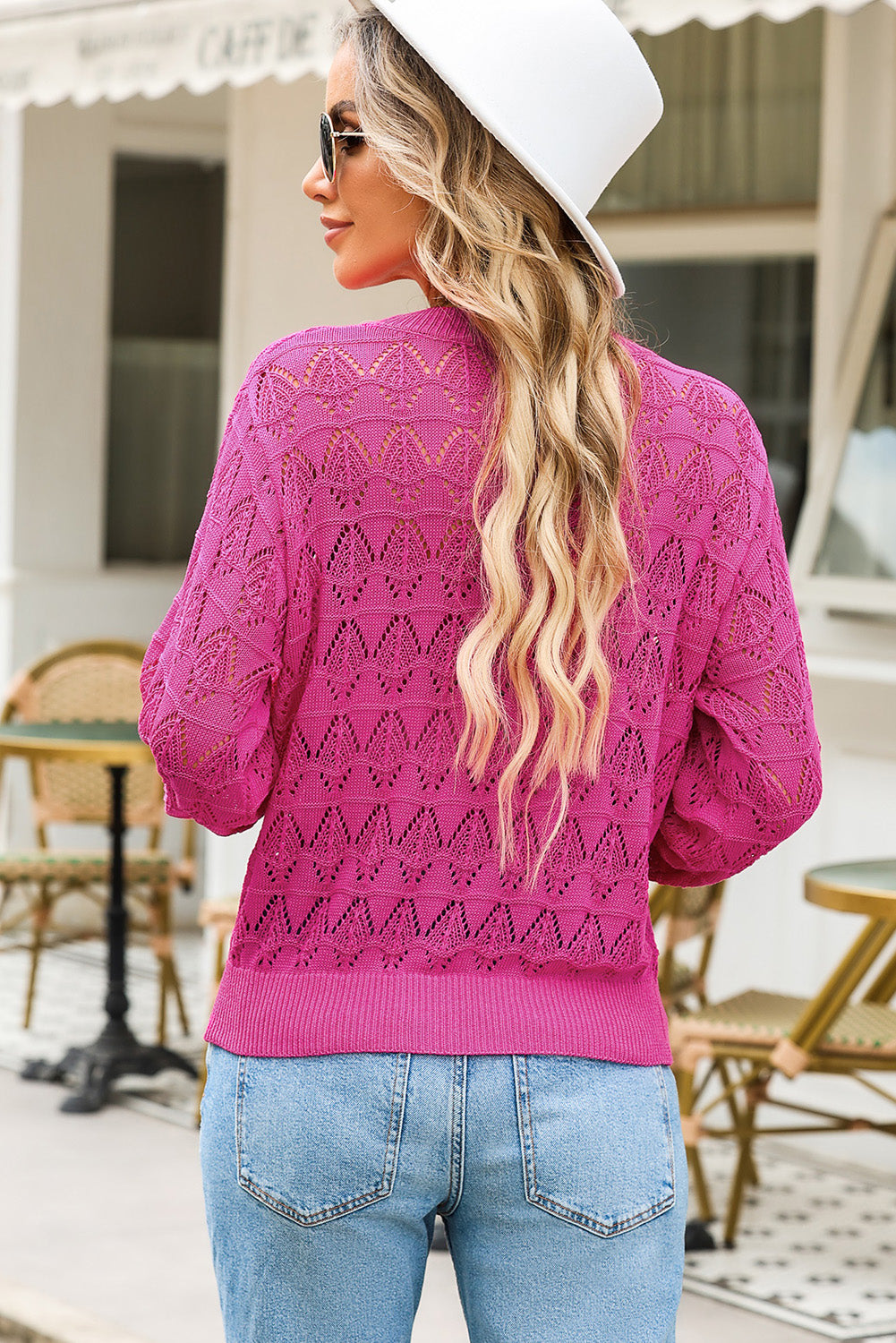 Openwork V-Neck Cardigan